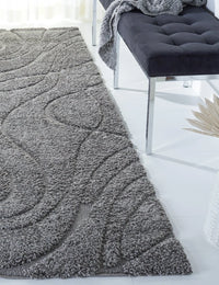 Oxford Grey Ripple Collection Plush Shag Rug - Image 2