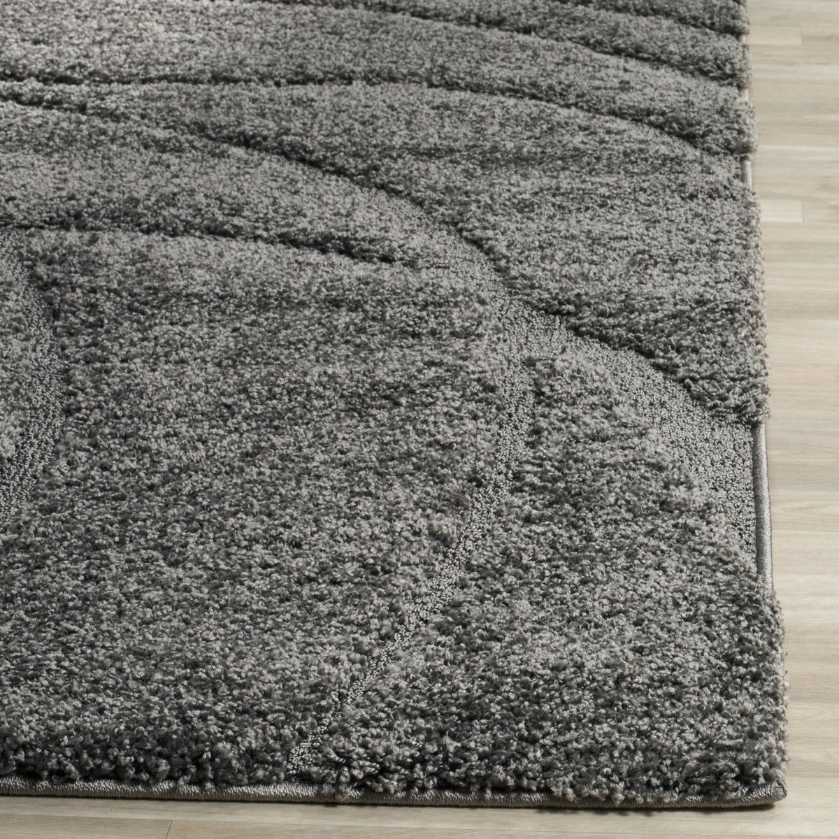 Oxford Grey Ripple Collection Plush Shag Rug - Image 3