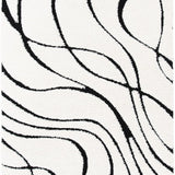 Oxford Ivory, Black Ripple Collection Plush Shag Rug - Image 1
