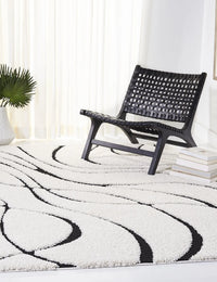 Oxford Ivory, Black Ripple Collection Plush Shag Rug - Image 3