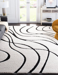 Oxford Ivory, Black Ripple Collection Plush Shag Rug - Image 4