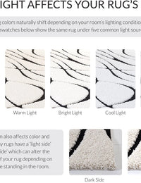 Oxford Ivory, Black Ripple Collection Plush Shag Rug - Image 6