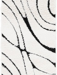 Oxford Ivory, Black Ripple Collection Plush Shag Rug - Image 8