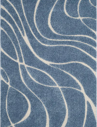 Oxford Light Blue, Cream Ripple Collection Plush Shag Rug - Image 1