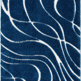 Oxford Navy, Ivory Ripple Collection Plush Shag Rug - Image 1