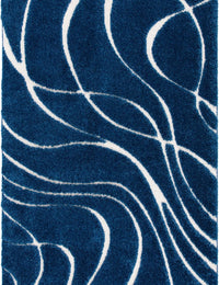 Oxford Navy, Ivory Ripple Collection Plush Shag Rug - Image 1