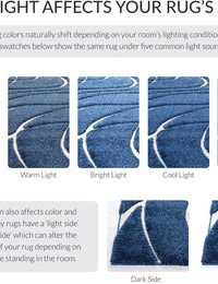 Oxford Navy, Ivory Ripple Collection Plush Shag Rug - Image 2