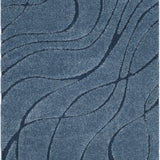 Oxford Teal Blue, Blue Ripple Collection Plush Shag Rug - Image 1