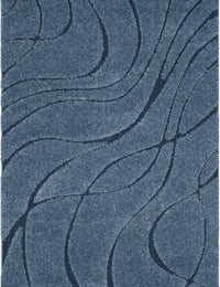 Oxford Teal Blue, Blue Ripple Collection Plush Shag Rug - Image 1