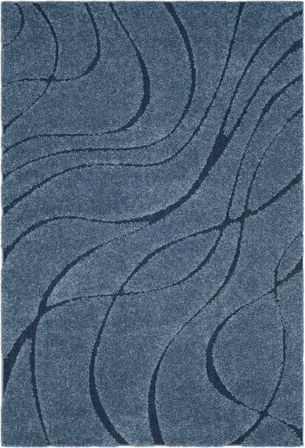Oxford Teal Blue, Blue Ripple Collection Plush Shag Rug - Image 1