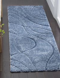 Oxford Teal Blue, Blue Ripple Collection Plush Shag Rug - Image 2