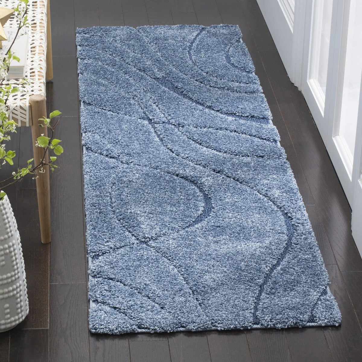 Oxford Teal Blue, Blue Ripple Collection Plush Shag Rug - Image 2
