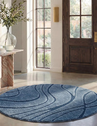 Oxford Teal Blue, Blue Ripple Collection Plush Shag Rug - Image 3