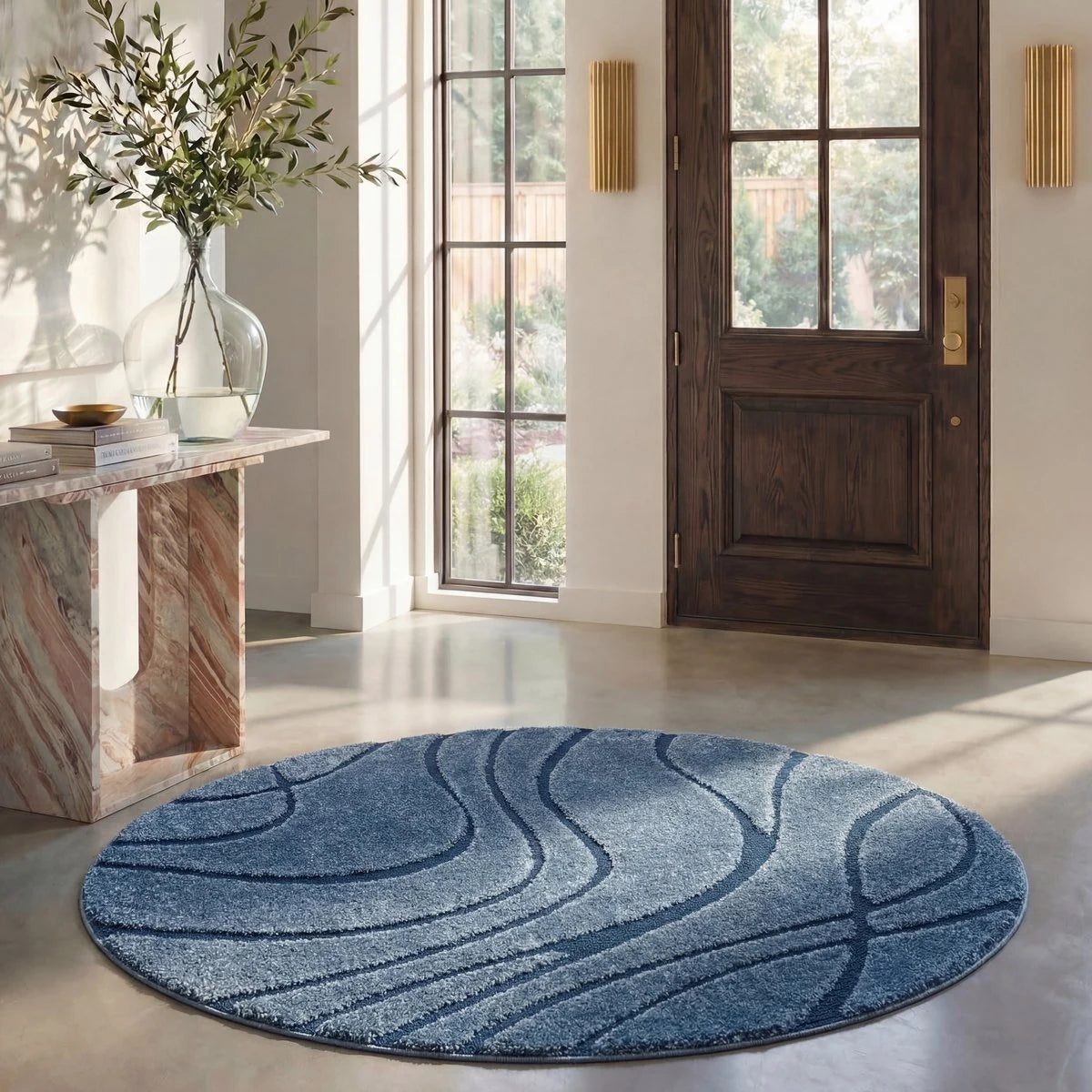 Oxford Teal Blue, Blue Ripple Collection Plush Shag Rug - Image 3