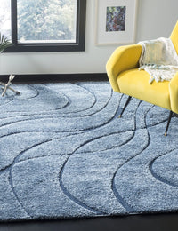 Oxford Teal Blue, Blue Ripple Collection Plush Shag Rug - Image 5