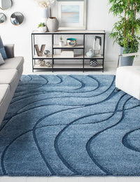 Oxford Teal Blue, Blue Ripple Collection Plush Shag Rug - Image 6