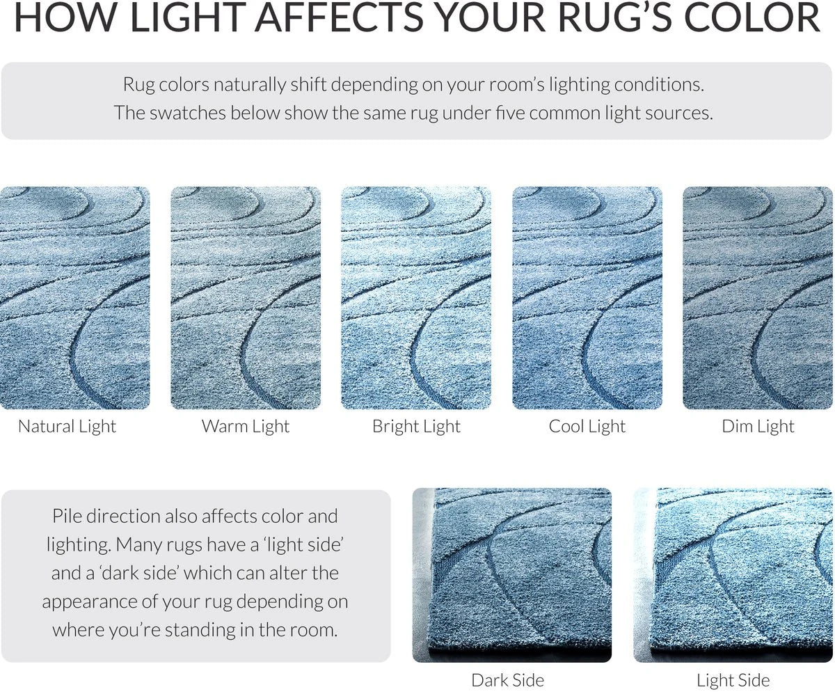 Oxford Teal Blue, Blue Ripple Collection Plush Shag Rug - Image 7