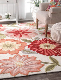 Palm Floral Hand-Tufted Wool Rug - Image 1
