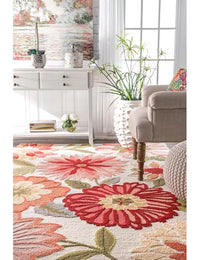 Palm Floral Hand-Tufted Wool Rug - Image 4
