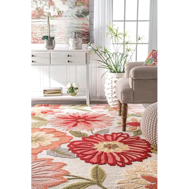 Palm Floral Hand-Tufted Wool Rug - Image 4