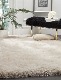 Pearly Ivory Solid Plush Shag Rug - Image 1