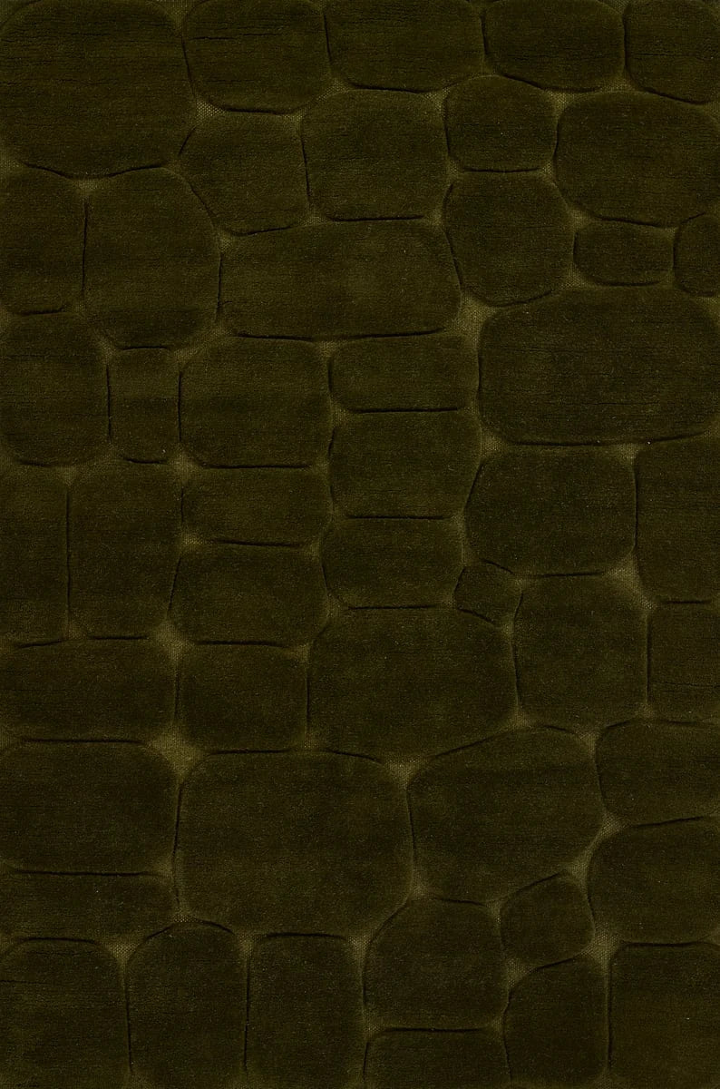 Pebble Green Geometric Hand-Tufted Wool Rug - Image 1