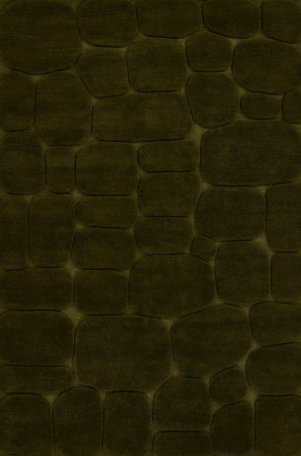 Pebble Green Geometric Hand-Tufted Wool Rug - Image 1