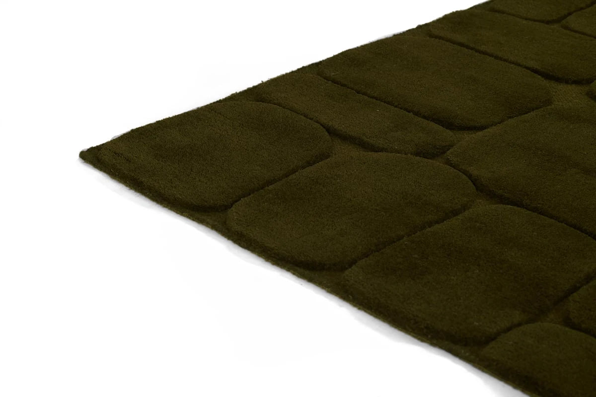 Pebble Green Geometric Hand-Tufted Wool Rug - Image 3