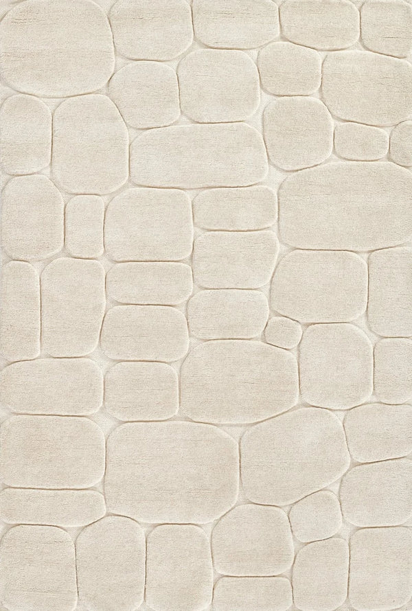 Pebble Ivory Geometric Hand-Tufted Wool Rug - Image 1