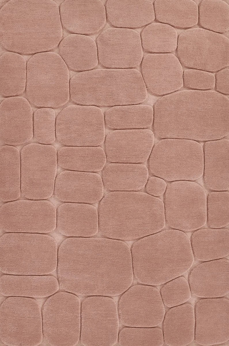 Pebble Pink Geometric Hand-Tufted Wool Rug - Image 1