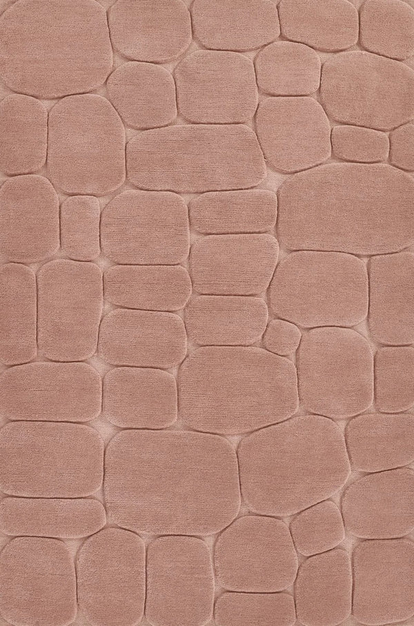 Pebble Pink Geometric Hand-Tufted Wool Rug - Image 1
