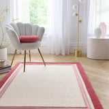 Raspberry Geometric Hand-Tufted Wool Rug - Image 1