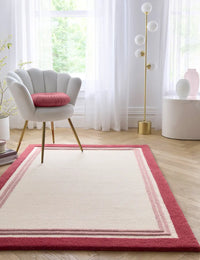 Raspberry Geometric Hand-Tufted Wool Rug - Image 1