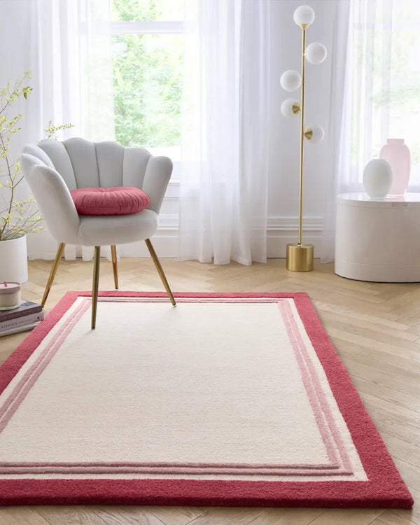 Raspberry Geometric Hand-Tufted Wool Rug - Image 1