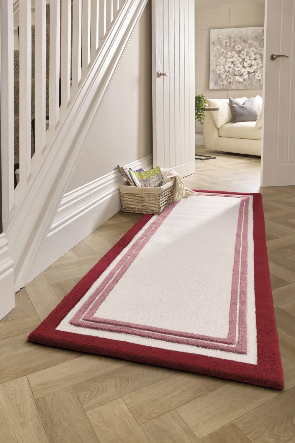 Raspberry Geometric Hand-Tufted Wool Rug - Image 3