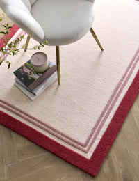 Raspberry Geometric Hand-Tufted Wool Rug - Image 4