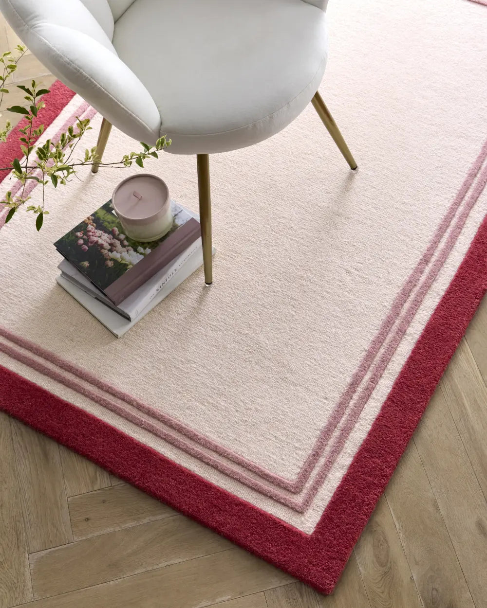 Raspberry Geometric Hand-Tufted Wool Rug - Image 4