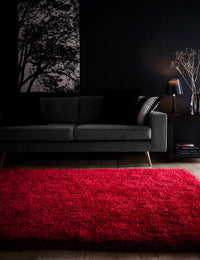 Red Solid Plush Shag Rug - Image 1