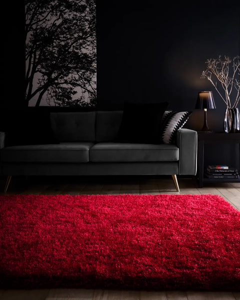 Red Solid Plush Shag Rug - Image 1