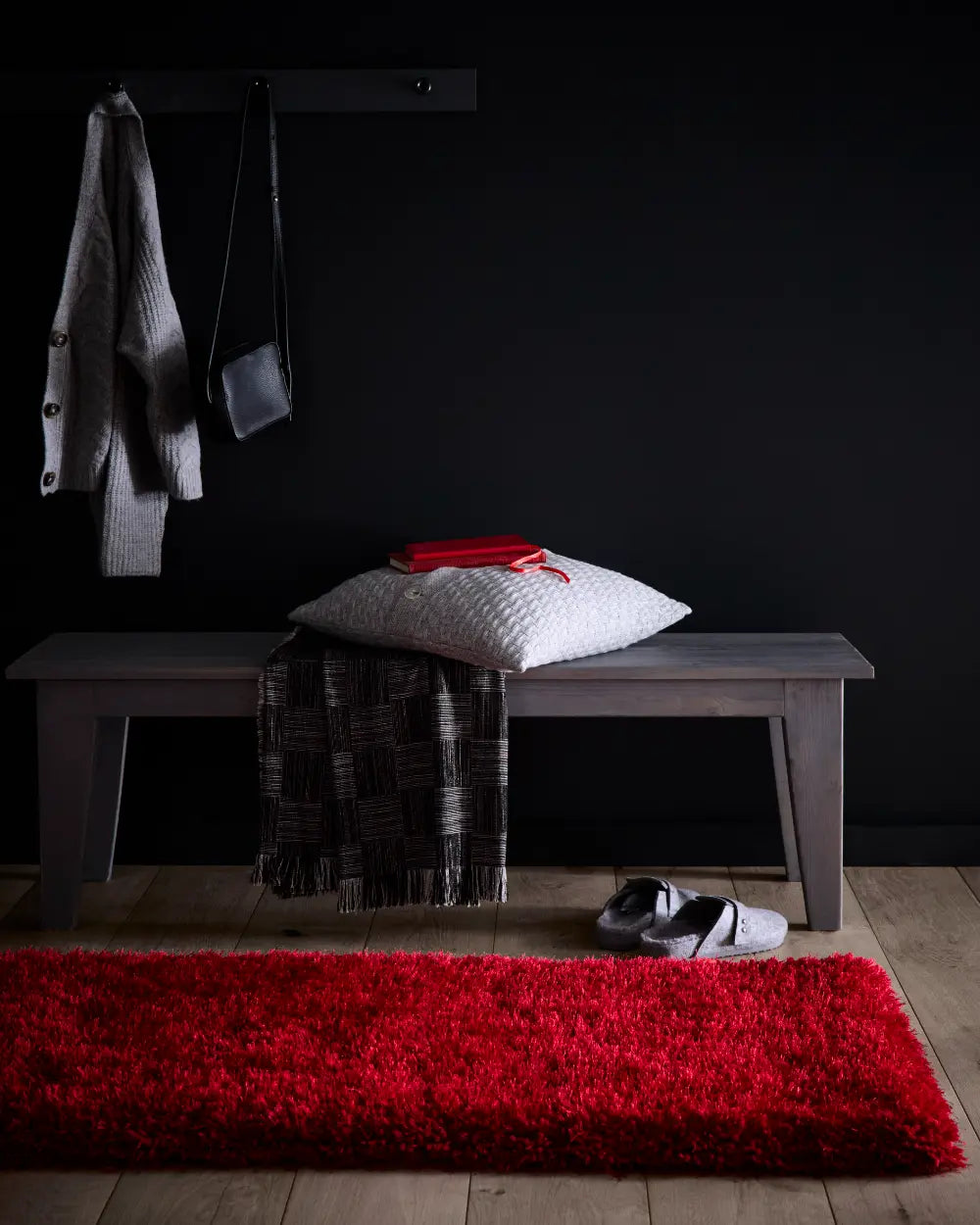 Red Solid Plush Shag Rug - Image 2