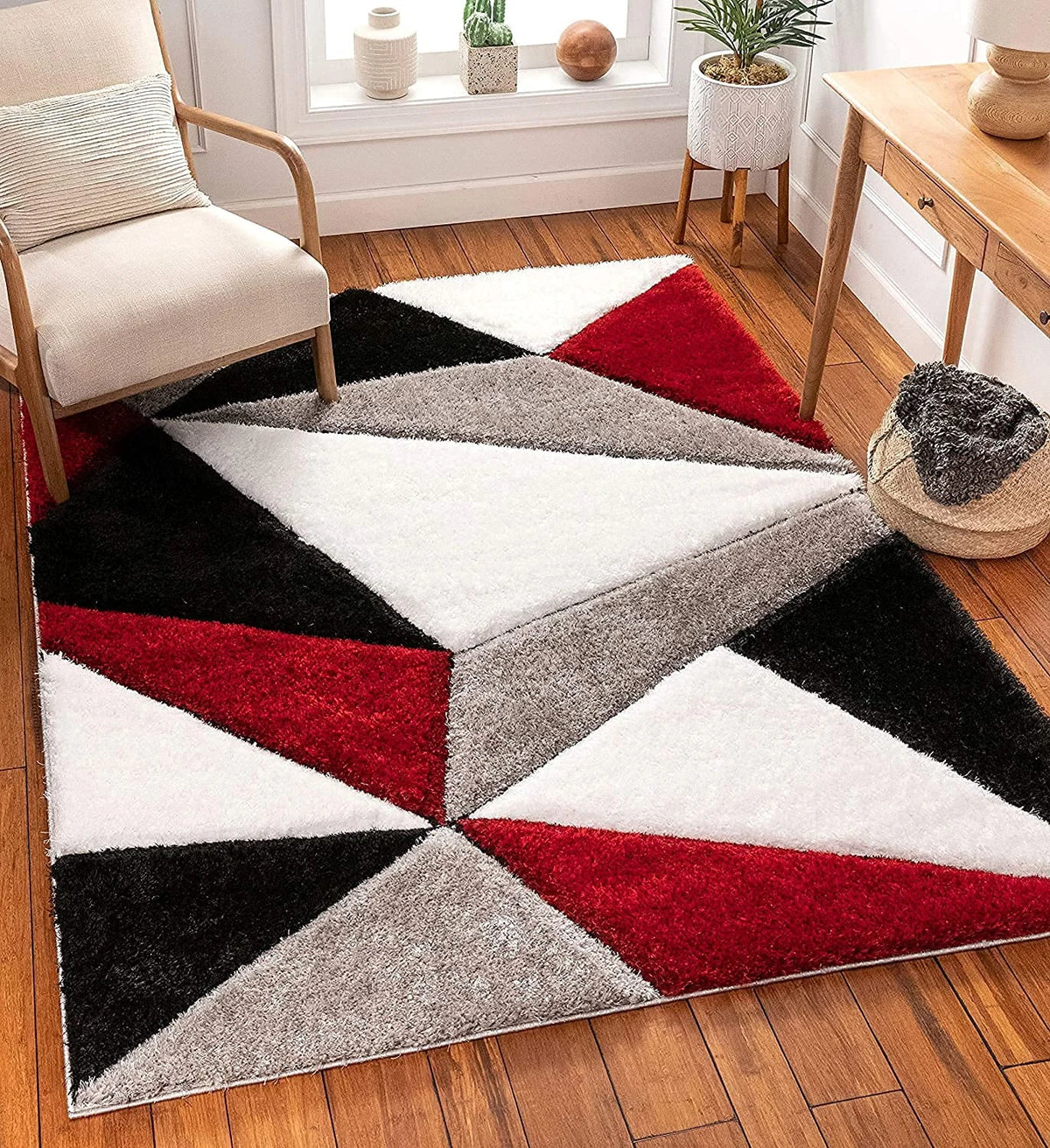 Red Velvet Plush Shag Rug - Image 7