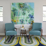 Retro Blue, Grey, Green Modern Plush Shag Rug - Image 1