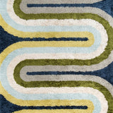 Retro Blue, Grey, Green Modern Plush Shag Rug - Image 2