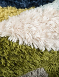 Retro Blue, Grey, Green Modern Plush Shag Rug - Image 3