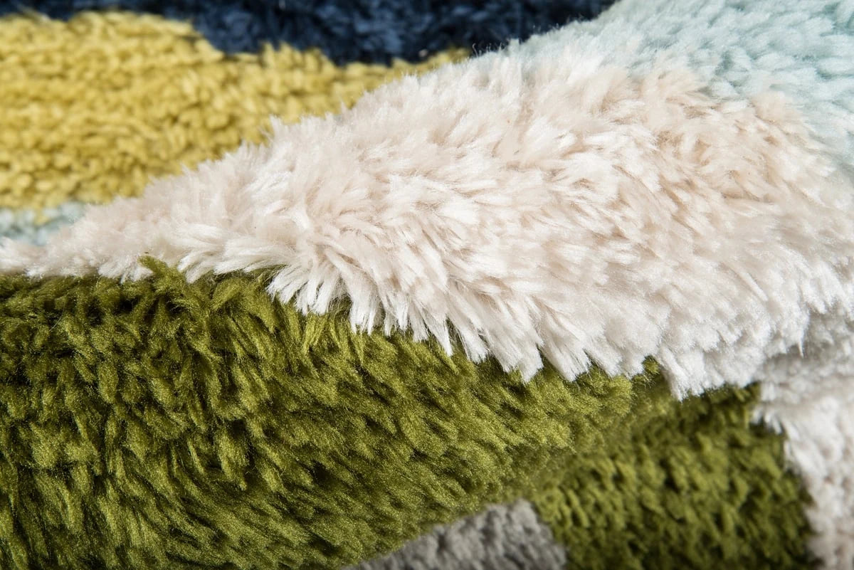 Retro Blue, Grey, Green Modern Plush Shag Rug - Image 3