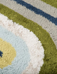 Retro Blue, Grey, Green Modern Plush Shag Rug - Image 4