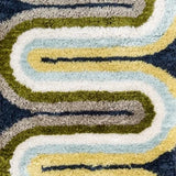 Retro Blue, Grey, Green Modern Plush Shag Rug - Image 6