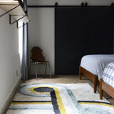 Retro Blue Modern Plush Shag Rug - Image 1