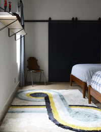 Retro Blue Modern Plush Shag Rug - Image 1