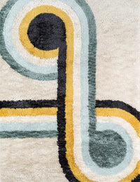 Retro Blue Modern Plush Shag Rug - Image 2